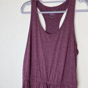 GapFit Brushed Tech Jersey Jumpsuit, burgundy shiraz Size Small